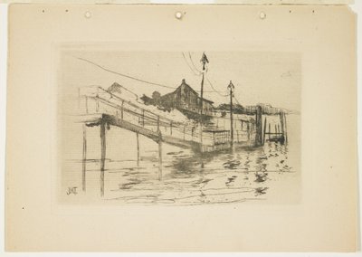Det gamle tollhuset i Bridgeport (liten tallerken), 1888-1889 av John Henry Twachtman