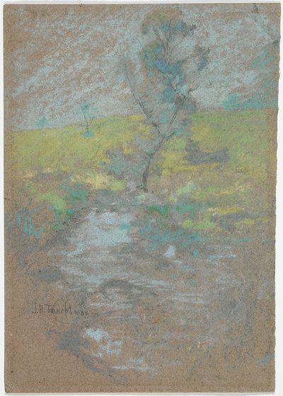 The Stream (pastell- og grafittblyant på papir) av John Henry Twachtman