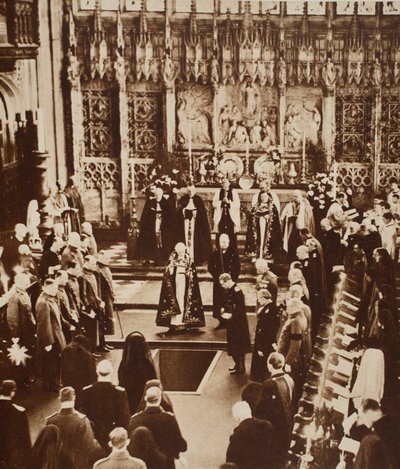 Kong Edward VIII sprinkles jorden på sin fars kiste, 1936 av John Hill