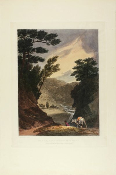 Utsikt nær Schuylkill Falls, Pennsylvania, tallerken fem av det første antallet pittoreske utsikter over amerikansk natur av John Hill
