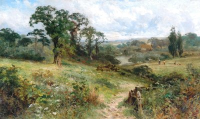 Shiplake on Thames fra Wargrave Hills olje på lerret av John Horace Hooper