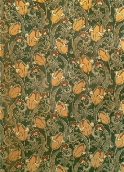 Tulipaner, design for The Silver Studio, ca. 1898 (trykt fløyelsaktig) av John Illingworth (attr. to) Kay