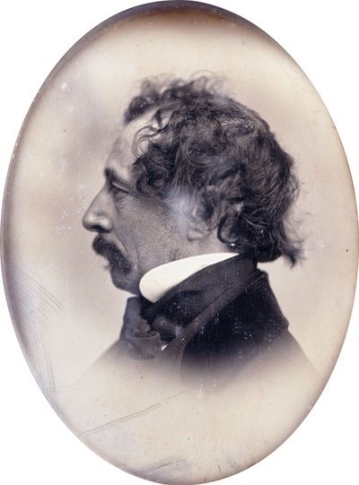 Profilportrett av en gentleman, identifisert som Charles Dickens, ca. 1853-1855 av John Jabez Edwin Paisley Mayall