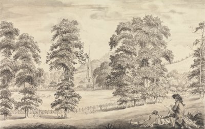 Landskap med Ledbury Church Spire av John James Barralet