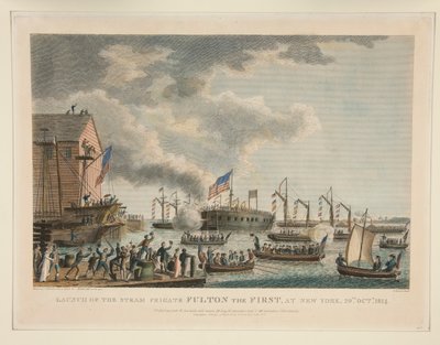 Lansering av Steam Fregate Fulton the First av John James Barralet