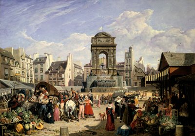 Market and Fountain of the Innocents, Paris, 1823 av John James Chalon