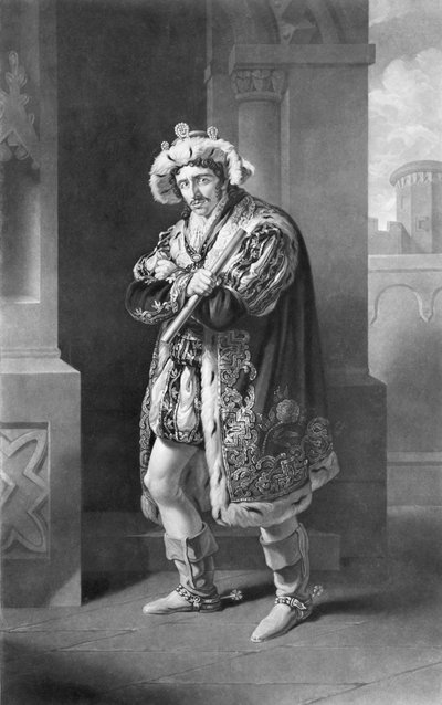 Edmund Kean i Richard den tredje, akt IV, scene IV, av William Shakespeare (1564-1616) gravert av C. Turnerby av John James Halls