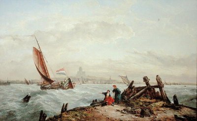 Utenfor en nederlandsk havn av John James Wilson