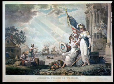 America Guided By Wisdom, 1815 gravert av Benjamin Tanner (1775-1848) av John James after Barralet