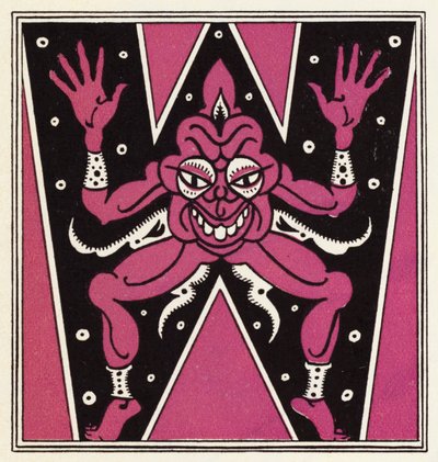 Utsmykning for historien om Aladdin og den fantastiske lampen (litho i farge) av John Kettelwell