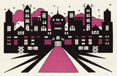Utsmykning for historien om Aladdin og den fantastiske lampen (litho i farge) av John Kettelwell