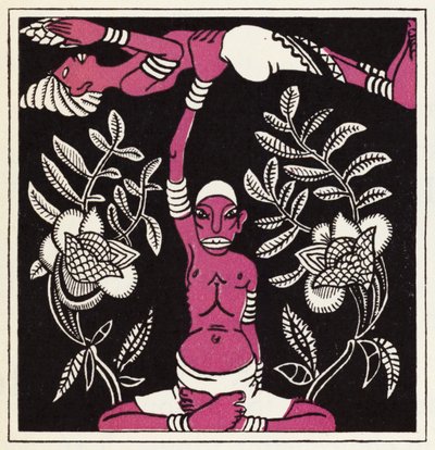 Utsmykning for historien om Aladdin og den fantastiske lampen (litho i farge) av John Kettelwell
