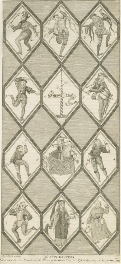 Betley Glass Window - Morris Dancers: gravering, nd [1751-1790] av John Keyse Sherwin