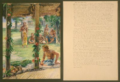 Presentasjon av matgaver på Manono Island, Samoa av John La Farge