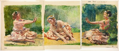 Siva Dance: Triptych of Seated Single Figures av John La Farge