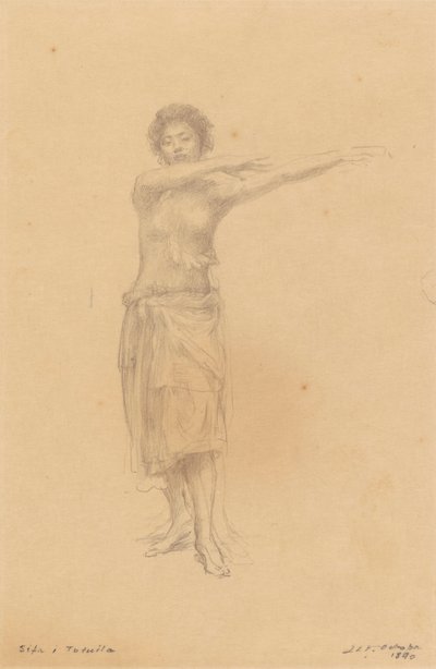 Taupo danser den stående Siva, Samoa av John La Farge