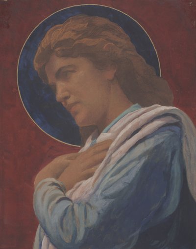 A Saint (pastell og akvarell på papir) av John La Farge or Lafarge