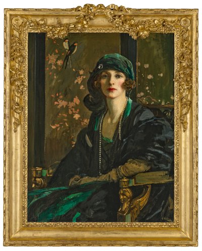 A Lady in Black and Green: Mrs Freda Dudley Ward av John Lavery