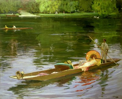 Båtscene ved Maidenhead av John Lavery