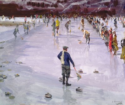 Curling i Wengen (olje på lerret) av John Lavery