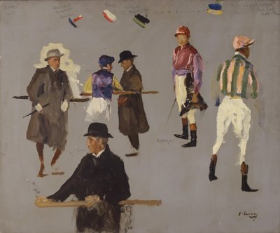 Jockeyer og eiere hos Epsom av John Lavery