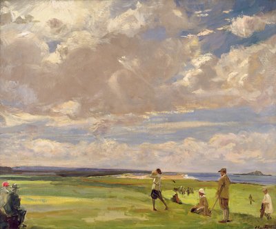Lady Astor spiller golf på North Berwick (olje på lerret) av John Lavery