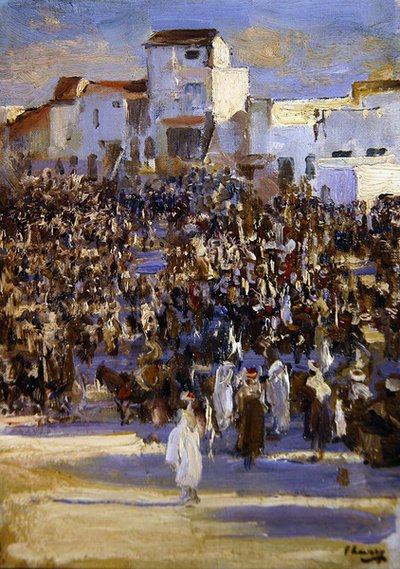 Market Place, Tanger (olje om bord) av John Lavery