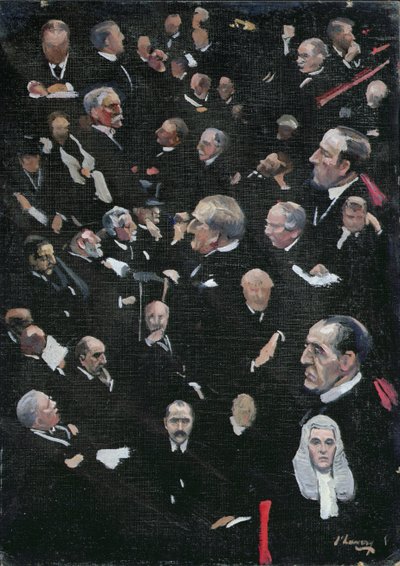 Studier i House of Lords, Viscount Morley flytter adressen, 14. desember 1921 av John Lavery