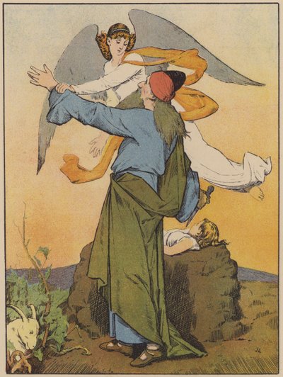 Abraham får beskjed om ikke å ofre Isak av John Lawson