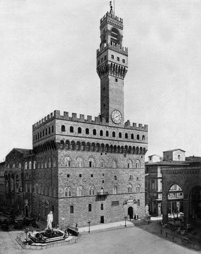 Palazzo Vecchio i Firenze (s/hvitt bilde) av John Lawson Stoddard
