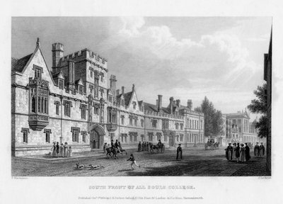 Sør foran All Souls College, Oxford University, 1834. av John Le Keux