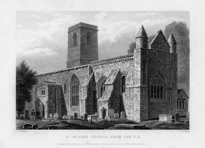 St Peters Church, fra sørøst, Oxford, 1833. av John Le Keux