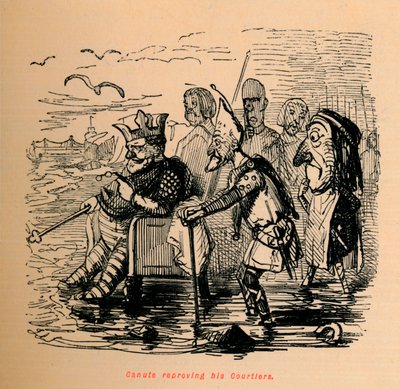 Knud som irettesetter sine hoffmenn, c1860, c1860 av John Leech