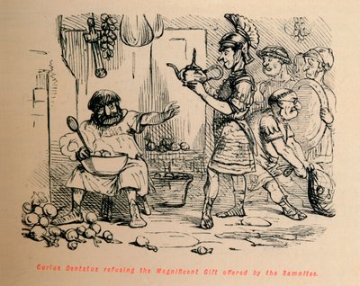 Curius Dentatus som nektet den storslåtte gaven som ble tilbudt av samnittene, 1852 av John Leech