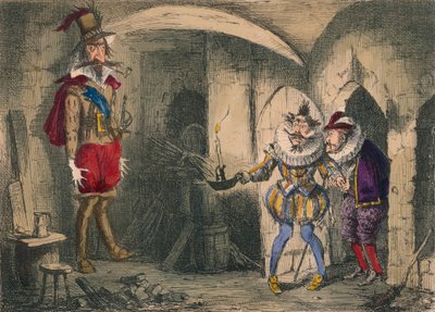 Oppdagelsen av Guido Fawkes av Suffolk og Mounteagle, 1850 av John Leech