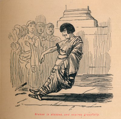 Drusus blir knivstukket, og utløper grasiøst, 1852 av John Leech