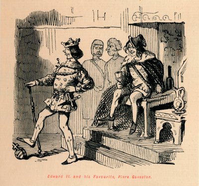 Edvard II. og hans favoritt, Piers Gaveston, c1860, c1860 av John Leech