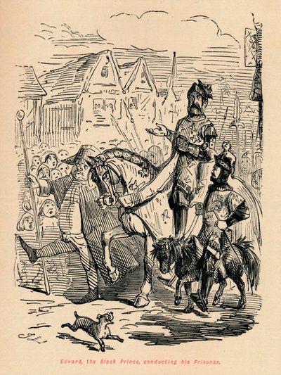 Edward den svarte prinsen, dirigerer sin fange, c1860, c1860 av John Leech