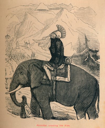 Hannibal krysser Alpene, 1852 av John Leech