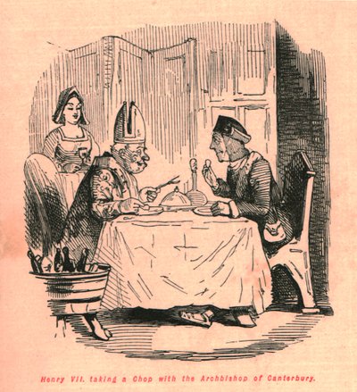Henry VII tar en kotelett med erkebiskopen av Canterbury, 1897. av John Leech