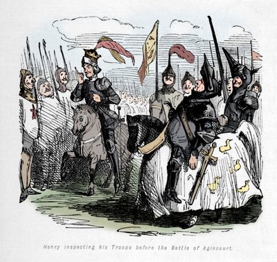 Henry inspiserer troppene sine før slaget ved Agincourt, c1860, c1860 av John Leech