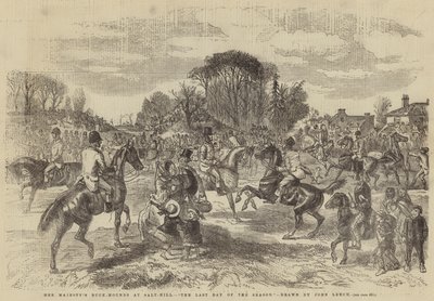 Hennes Majestets Buck-Hounds på Salt-Hill, sesongens siste dag av John Leech