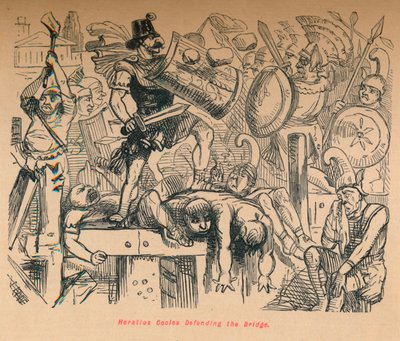 Horatius Cocles forsvarer broen, 1852 av John Leech
