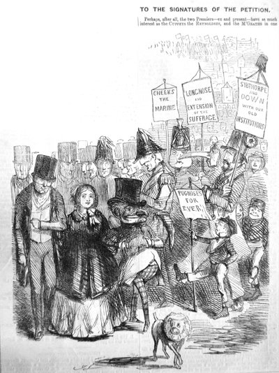 Hvordan chartistprosesjonen kan ha sett ut, 1848 av John Leech