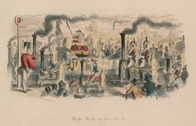 Hyde Park som den vil være (farget gravering) av John Leech