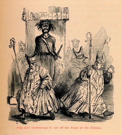 Kong John truer med å kutte av biskopenes neser, c1860, c1860 av John Leech