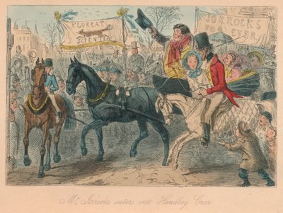 Mr. Jorrocks går inn i Handley Cross, 1854 av John Leech