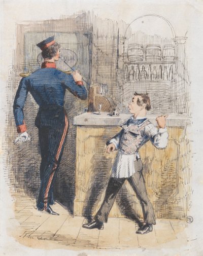 Pot Valiant: scene i en skjenkestue av John Leech