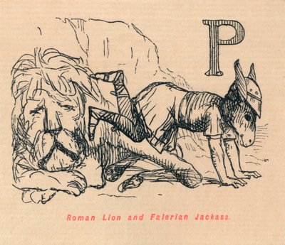 Roman Lion and Falerian Jackass, 1852 av John Leech