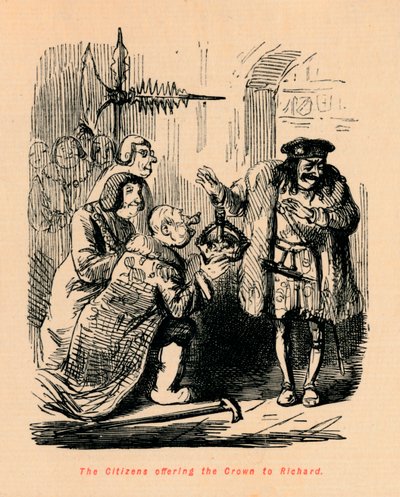 Innbyggerne tilbyr kronen til Richard, av John Leech